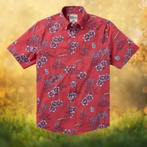 Reyn Spooner x MLB St. Louis Cardinals Hawaiian Shirt Red Hibiscus