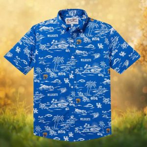 Reyn Spooner x NCAA Kentucky Wildcats Tropical Hawaiian Shirt Blue White