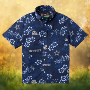 Reyn Spooner x NFL Dallas Cowboys Navy Hibiscus & Helmet Hawaiian Shirt