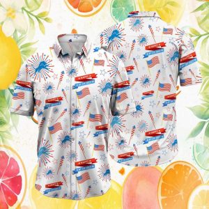 Detroit Lions Patriotic Fireworks 4th of July White Hawaiian Shirt Detroit Lions Patriotic Fireworks 4th of July White Hawaiian Shirt