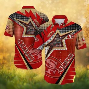 San Francisco 49ers Star Power Graphic Red Gold Hawaiian Shirt San Francisco 49ers Star Power Graphic Red Gold Hawaiian Shirt