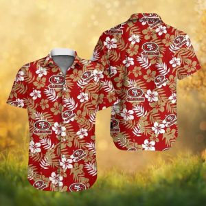 San Francisco 49ers Tropical Hibiscus Floral Red Hawaiian Shirt San Francisco 49ers Tropical Hibiscus Floral Red Hawaiian Shirt