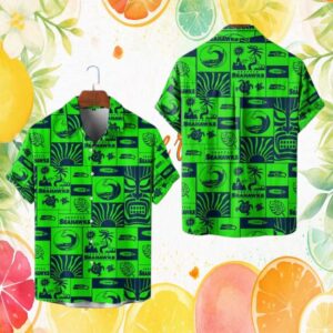 Seattle Seahawks Neon Action Green Tiki Surf Hawaiian Shirt