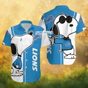 Snoopy Cool Joe Detroit Lions NFL Blue Stripe Beach Hawaiian Shirt Snoopy Cool Joe Detroit Lions NFL Blue Stripe Beach Hawaiian Shirt