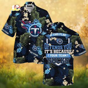 Tennessee Titans Tropical Hibiscus “If This Flag Offends You” Hawaiian Shirt
