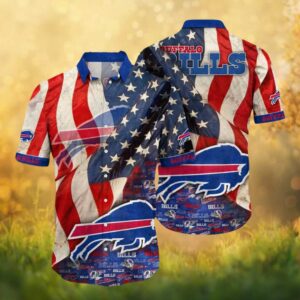 Buffalo Bills Stars and Stripes Patriotic Flag Pattern Hawaiian Shirt