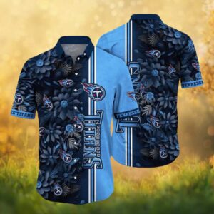 Tennessee Titans 3D Floral Navy Blue Elegant NFL Hawaiian Shirt