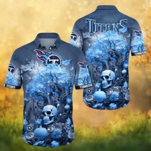 Tennessee Titans Blue Gothic Skull and Nightmare Forest Art NFL Hawaii Hawaiian Shirt Tennessee Titans Blue Gothic Skull and Nightmare Forest Art NFL Hawaii Hawaiian Shirt