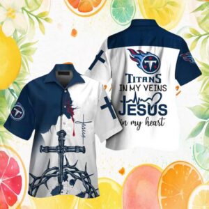 Tennessee Titans Faith Design Button Down Jesus In My Heart Football Hawaiian Shirt