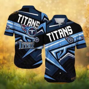 Tennessee Titans Geometric Electric Blue Abstract Sports Graphic Hawaiian Shirt