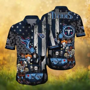 Tennessee Titans Horror Movie Characters Flag Mashup Hawaiian Shirt