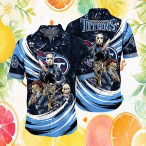 Tennessee Titans Horror Movie Villains Mashup Hawaiian Shirt Tennessee Titans Horror Movie Villains Mashup Hawaiian Shirt