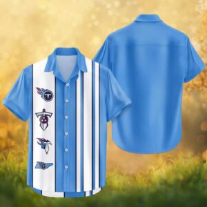 Tennessee Titans Light Blue Heritage Stripe Hawaiian Shirt