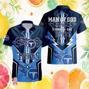 Tennessee Titans Man of God Faith Cross NFL Hawaiian Shirt Christian Fan Tennessee Titans Man of God Faith Cross NFL Hawaiian Shirt Christian Fan