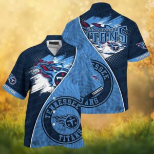 Tennessee Titans NFL Blue Grunge Graphic Short Sleeve Hawaiian Shirt