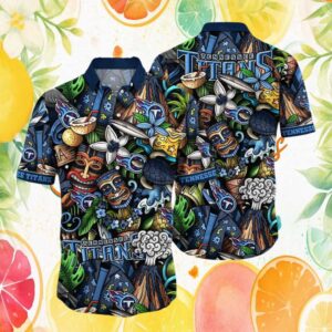 Tennessee Titans Tiki Totem Island Doodle Art Tropical Hawaiian Shirt Tennessee Titans Tiki Totem Island Doodle Art Tropical Hawaiian Shirt