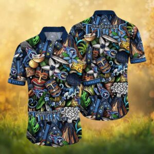 Tennessee Titans Tiki Totem Island Doodle Art Tropical Hawaiian Shirt