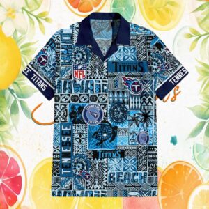 Tennessee Titans Tribal Polynesian Tattoo Blue Hawaiian Shirt Tennessee Titans Tribal Polynesian Tattoo Blue Hawaiian Shirt