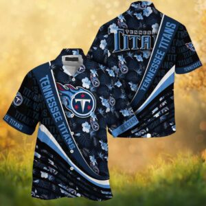 Tennessee Titans Tropical Hibiscus Floral Dark Navy NFL Hawaiian Shirt
