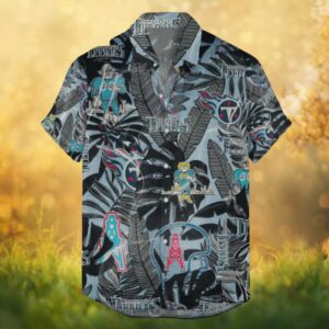 Tennessee Titans Vintage Logo & Monstera Leaf Hawaiian Shirt