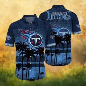 Tennessee Titans Vintage Sunset Palm Tree Silhouette Hawaiian Shirt