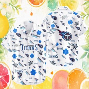 Tennessee Titans White Hibiscus Floral Pattern Summer Hawaiian Shirt Tennessee Titans White Hibiscus Floral Pattern Summer Hawaiian Shirt