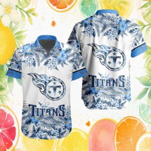 Tennessee Titans White and Sky Blue Hibiscus Floral Tropical Hawaiian Shirt Tennessee Titans White and Sky Blue Hibiscus Floral Tropical Hawaiian Shirt
