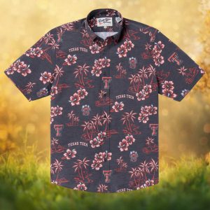 Texas Tech Red Raiders NCAA Charcoal Tropical Floral Team Hawaiian Shirt