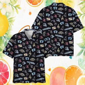 Baltimore Ravens NFL Neon Doodle Black Hawaiian Shirt Baltimore Ravens NFL Neon Doodle Black Hawaiian Shirt