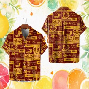 Washington Commanders NFL Tiki Pattern Hawaiian Hawaiian Shirt Burgundy Summer Beach Top