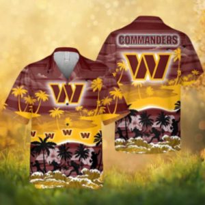 Washington Commanders Scenic Tropical Sunset Hawaiian Shirt NFL Beach Party Fan Gear