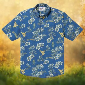 West Virginia Mountaineers NCAA Blue Tropical Scenic Team Hawaiian Shirt
