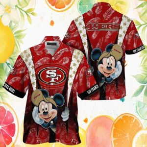 San Francisco 49ers Mickey Mouse Tropical Floral Summer Hawaiian Shirt San Francisco 49ers Mickey Mouse Tropical Floral Summer Hawaiian Shirt