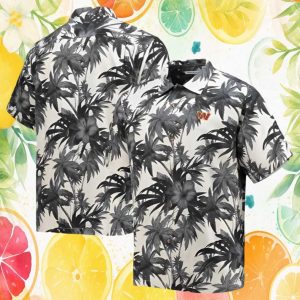 Washington Commanders Vintage Black and White Palm Tree Hawaiian Shirt Washington Commanders Vintage Black and White Palm Tree Hawaiian Shirt