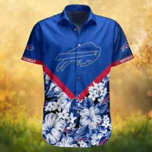 Buffalo Bills Blue Hibiscus Floral V Shape Graphic Summer Hawaiian Shirt