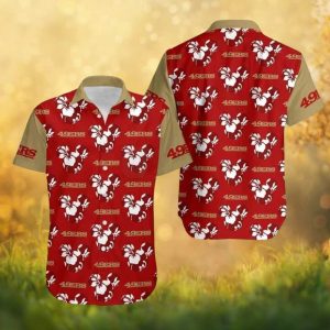 San Francisco 49ers Two Tone Khaki Sleeve Floral Hawaiian Shirt