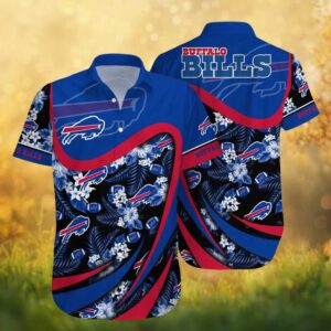 Buffalo Bills Dynamic Swirl Floral & Football Print Hawaiian Shirt Custom NFL Team Apparel