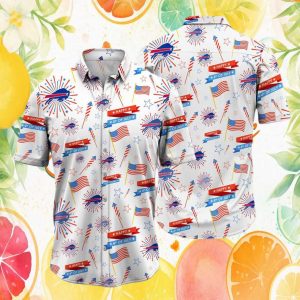 Buffalo Bills 4th of July Independence Day White Fireworks Hawaiian Shirt Buffalo Bills 4th of July Independence Day White Fireworks Hawaiian Shirt