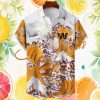 Washington Commanders Sunset Flamingo & Palm Silhouette Hawaiian Shirt Washington Commanders Sunset Flamingo & Palm Silhouette Hawaiian Shirt