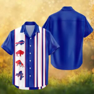 Buffalo Bills Royal Blue Stripe NFL Bowling Hawaiian Shirt Vintage Style Fan Gear