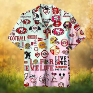 49ers Ultimate Fan Multi Logo Collage Beach Hawaiian Shirt