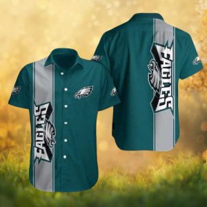 Philadelphia Eagles Vertical Split Panel Logo Men's Casual Hawaiian Shirt