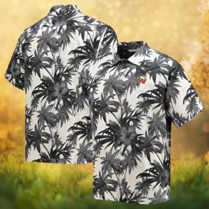 Washington Commanders Vintage Black and White Palm Tree Hawaiian Shirt