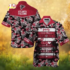 Atlanta Falcons “Family Football Love” Floral Red Hawaiian Shirt