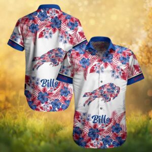Buffalo Bills Red & Blue Hibiscus Floral Print NFL Hawaiian Shirt