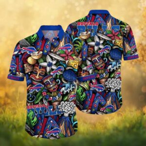 Buffalo Bills NFL Tiki Volcano & Tropical Turtle Hawaiian Shirt