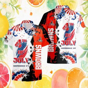 Cleveland Browns Patriotic 4th of July Independence Day Split Design Hawaiian Shirt Cleveland Browns Patriotic 4th of July Independence Day Split Design Hawaiian Shirt