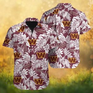 Washington Commanders Burgundy & Gold Floral Leaf NFL Hawaiian Shirt