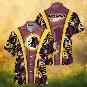 Washington Redskins Retro Logo Tropical Palm & Floral Hawaiian Shirt