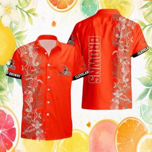 Cleveland Browns Ocean Life Sea Turtle Seahorse Orange Hawaiian Shirt Cleveland Browns Ocean Life Sea Turtle Seahorse Orange Hawaiian Shirt